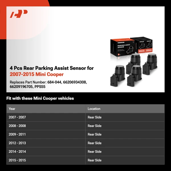4 Pcs Rear Parking Assist Sensor for 2007-2015 Mini Cooper