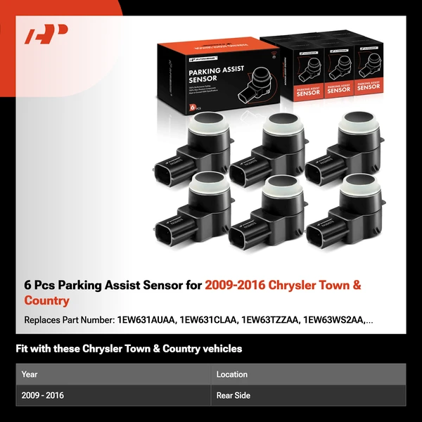 6 Pcs Parking Assist Sensor for 2009-2016 Chrysler Town & Country