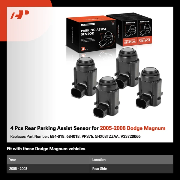 4 Pcs Rear Parking Assist Sensor for 2005-2008 Dodge Magnum