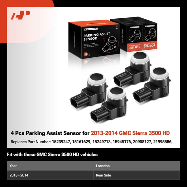 4 Pcs Parking Assist Sensor for 2013-2014 GMC Sierra 3500 HD