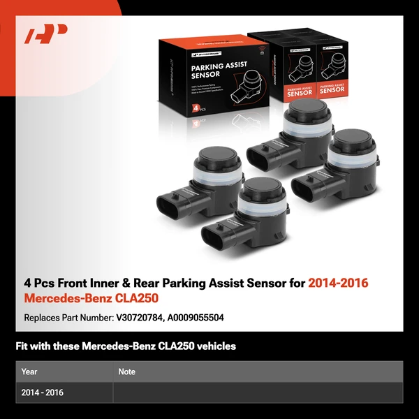 4 Pcs Front Inner & Rear Parking Assist Sensor for 2014-2016 Mercedes-Benz CLA250