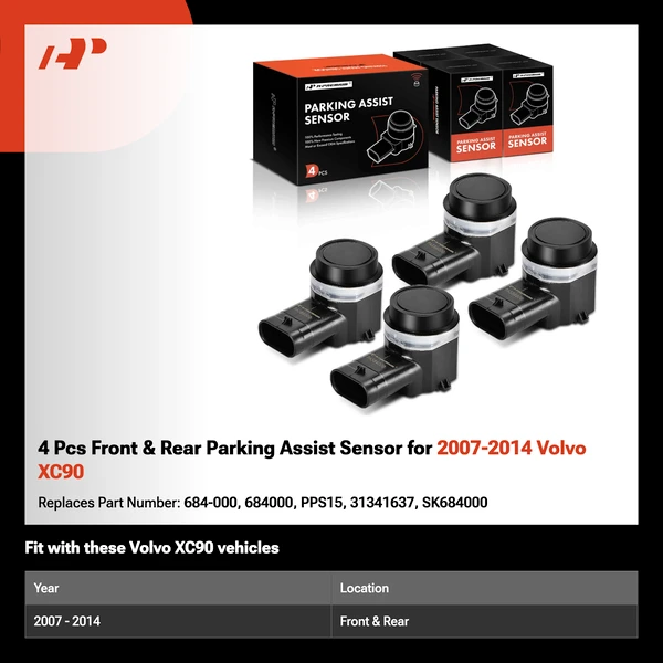 4 Pcs Front & Rear Parking Assist Sensor for 2007-2014 Volvo XC90