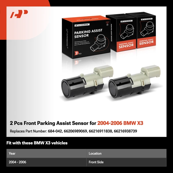 2 Pcs Front Parking Assist Sensor for 2004-2006 BMW X3