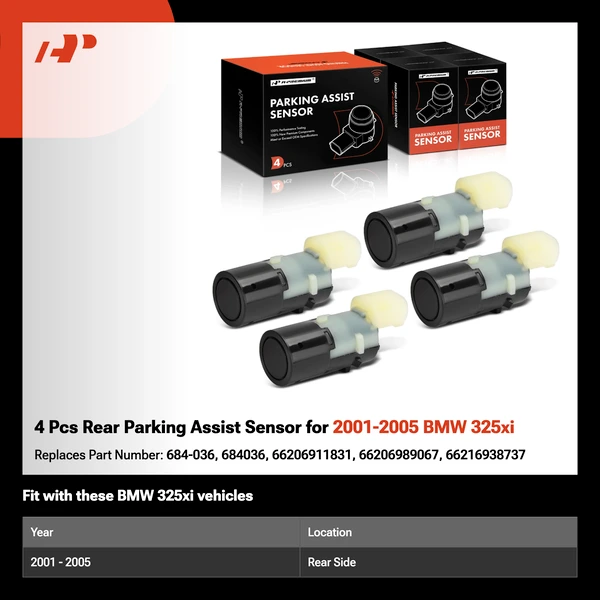 4 Pcs Rear Parking Assist Sensor for 2001-2005 BMW 325xi