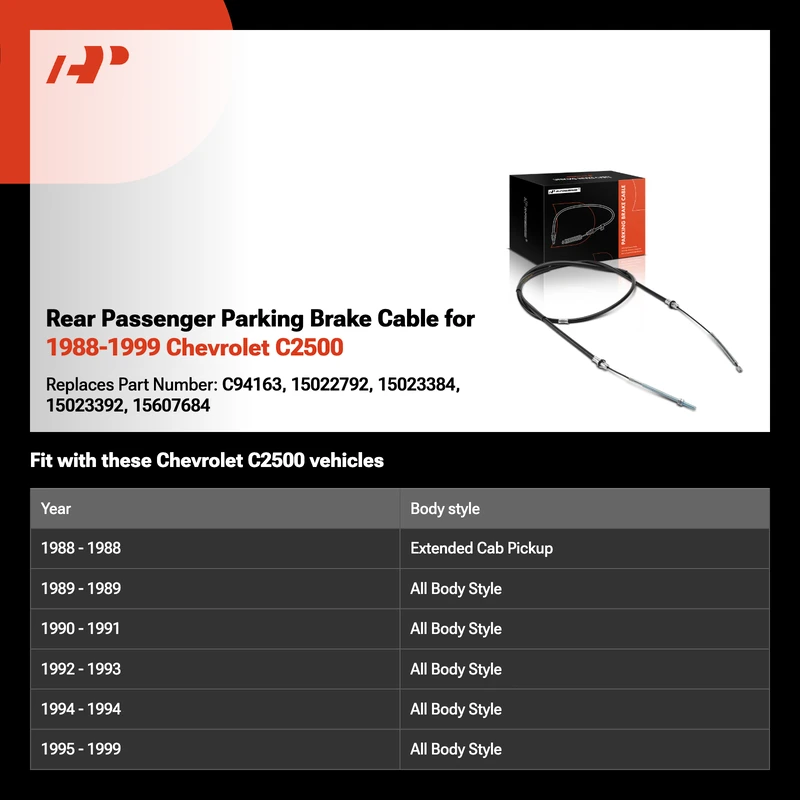 Rear Passenger Parking Brake Cable for 1988-1999 Chevrolet C2500