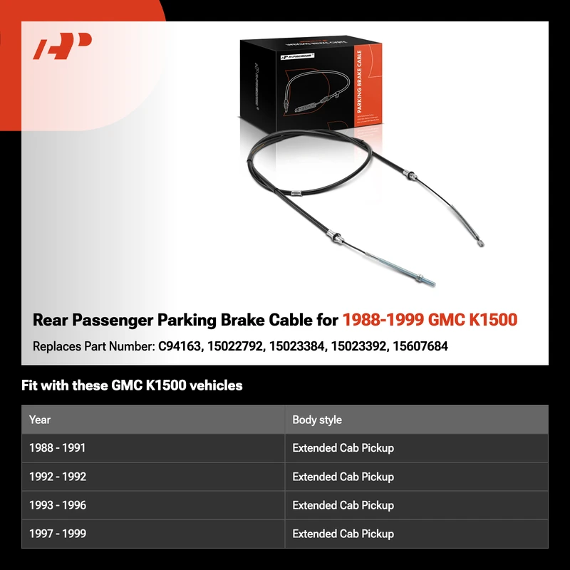 Rear Passenger Parking Brake Cable for 1988-1999 GMC K1500
