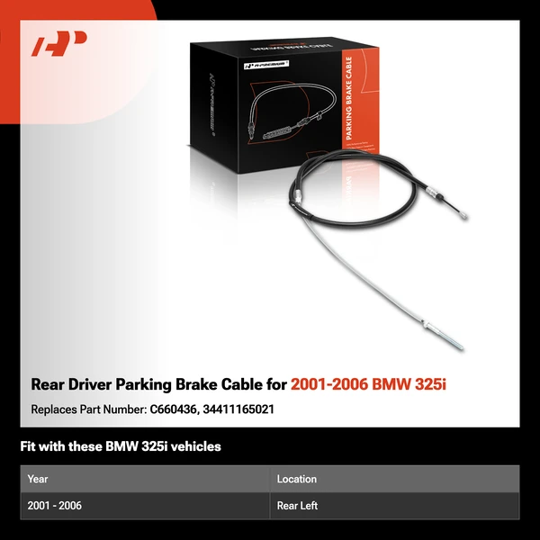 Rear Driver Parking Brake Cable for 2001-2006 BMW 325i