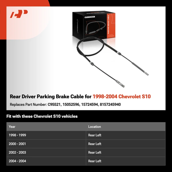 Rear Driver Parking Brake Cable for 1998-2004 Chevrolet S10