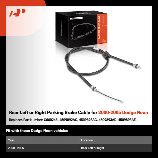 Rear Left or Right Parking Brake Cable for 2000-2005 Dodge Neon