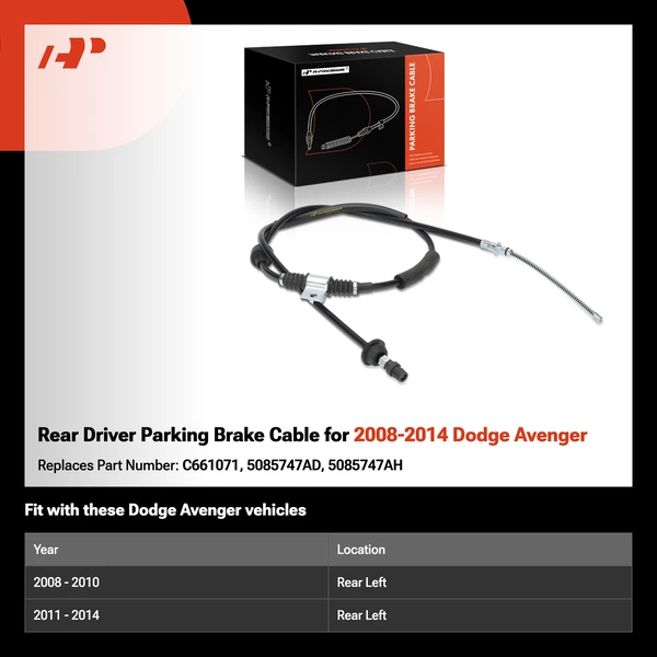 Rear Driver Parking Brake Cable for 2008-2014 Dodge Avenger