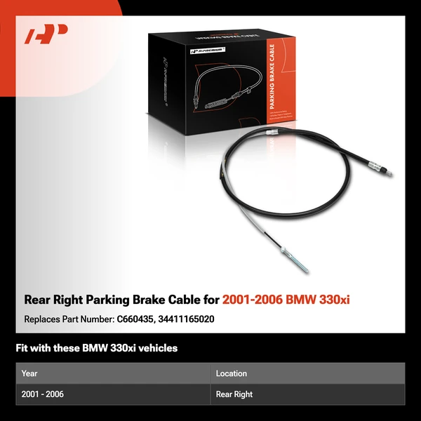 Rear Right Parking Brake Cable for 2001-2006 BMW 330xi