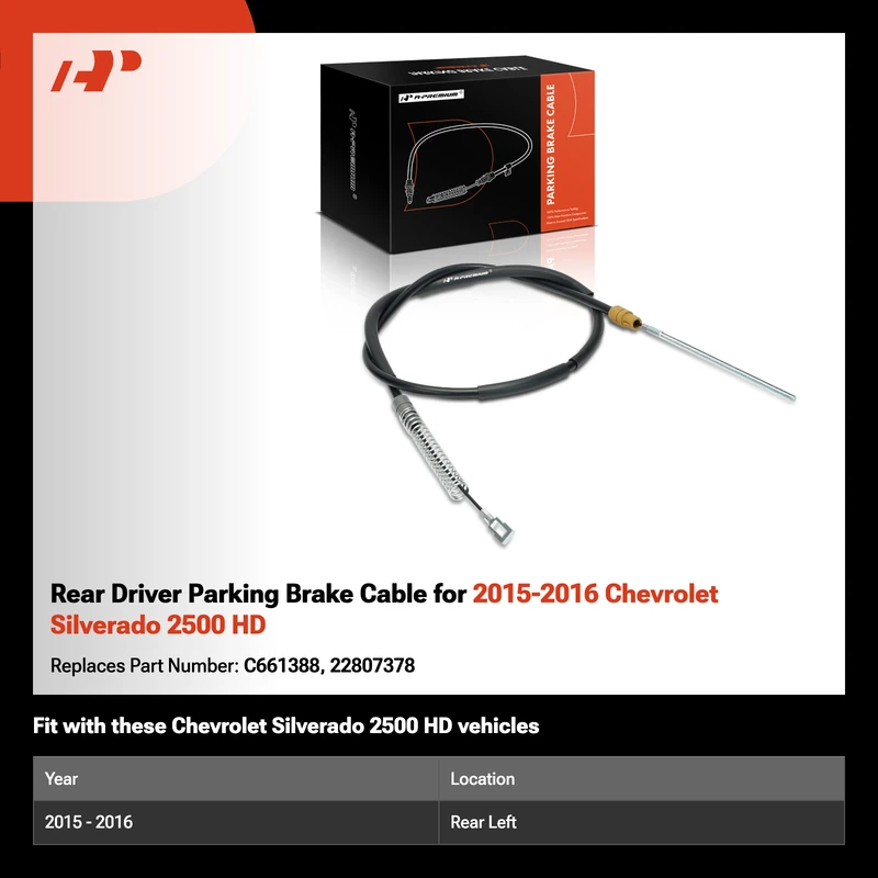 Rear Driver Parking Brake Cable for 2015-2016 Chevrolet Silverado 2500 HD