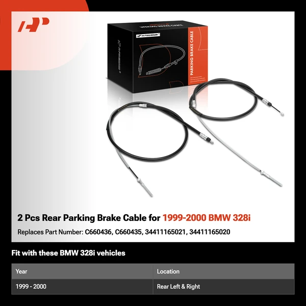 2 Pcs Rear Parking Brake Cable for 1999-2000 BMW 328i