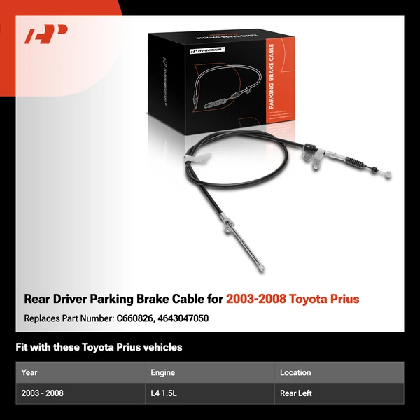 Rear Driver Parking Brake Cable for 2003-2008 Toyota Prius