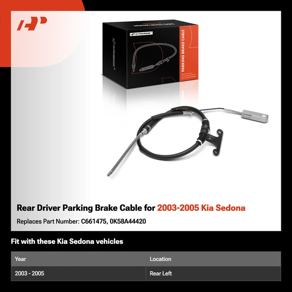 Rear Driver Parking Brake Cable for 2003-2005 Kia Sedona