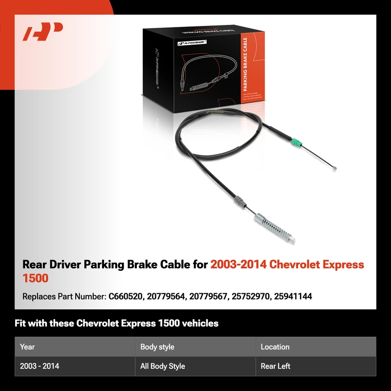 Rear Driver Parking Brake Cable for 2003-2014 Chevrolet Express 1500