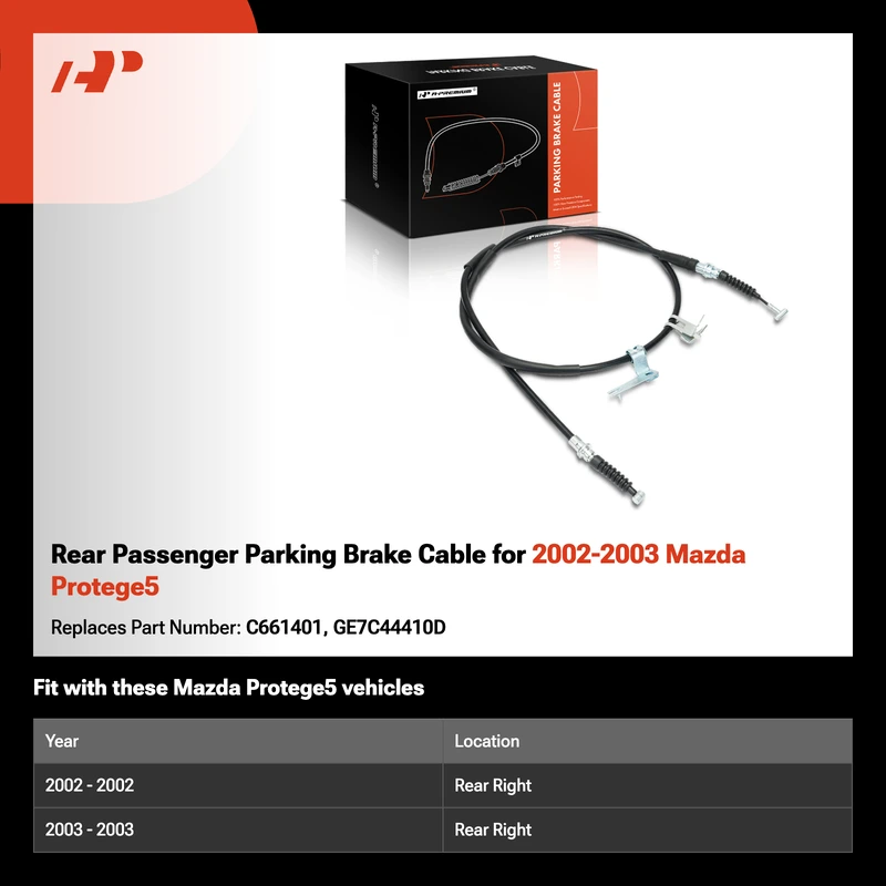 Rear Passenger Parking Brake Cable for 2002-2003 Mazda Protege5