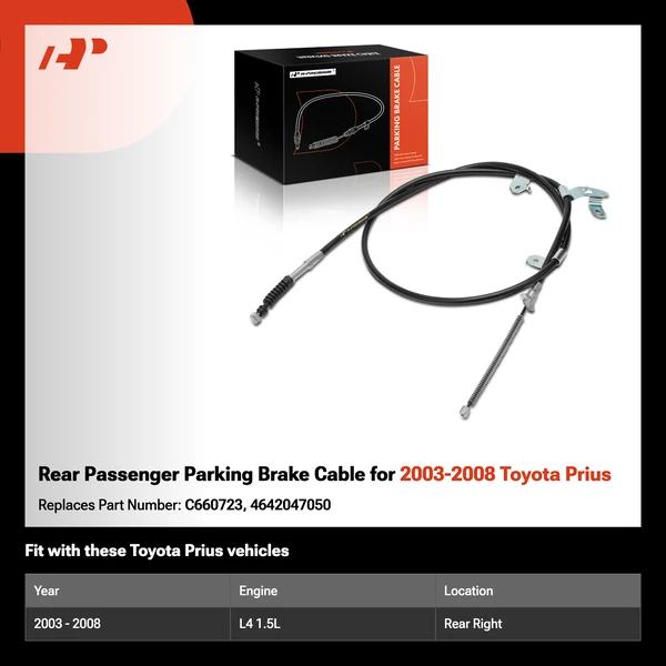 Rear Passenger Parking Brake Cable for 2003-2008 Toyota Prius