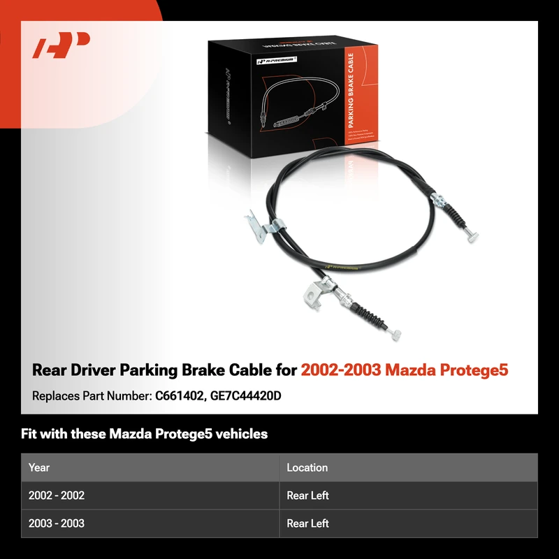 Rear Driver Parking Brake Cable for 2002-2003 Mazda Protege5