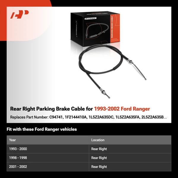Rear Right Parking Brake Cable for 1993-2002 Ford Ranger