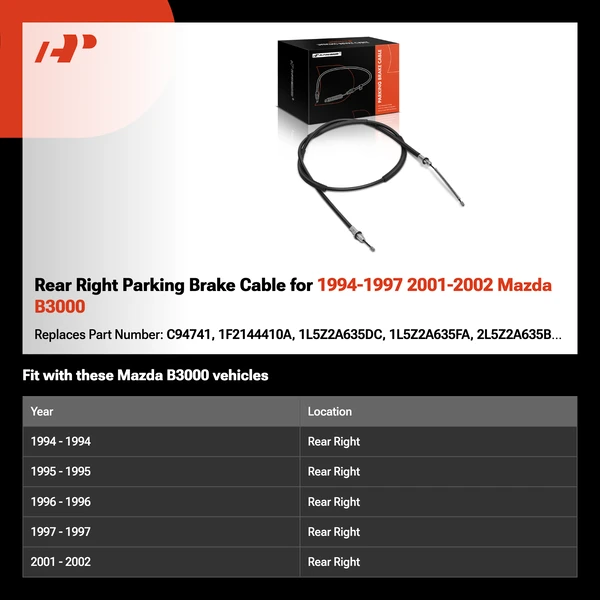 Rear Right Parking Brake Cable for 1994-1997 2001-2002 Mazda B3000
