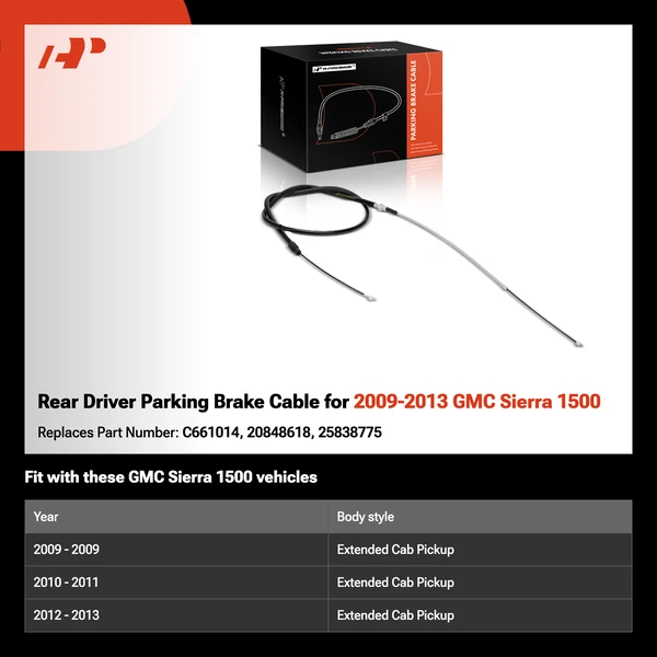 Rear Driver Parking Brake Cable for 2009-2013 GMC Sierra 1500