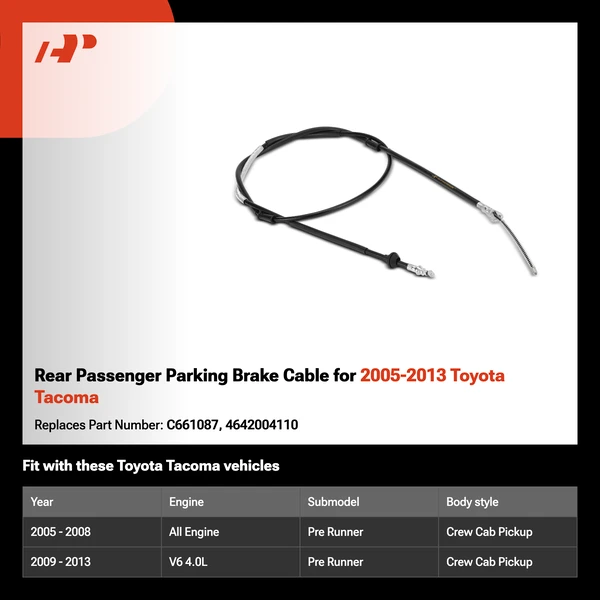 Rear Passenger Parking Brake Cable for 2005-2013 Toyota Tacoma