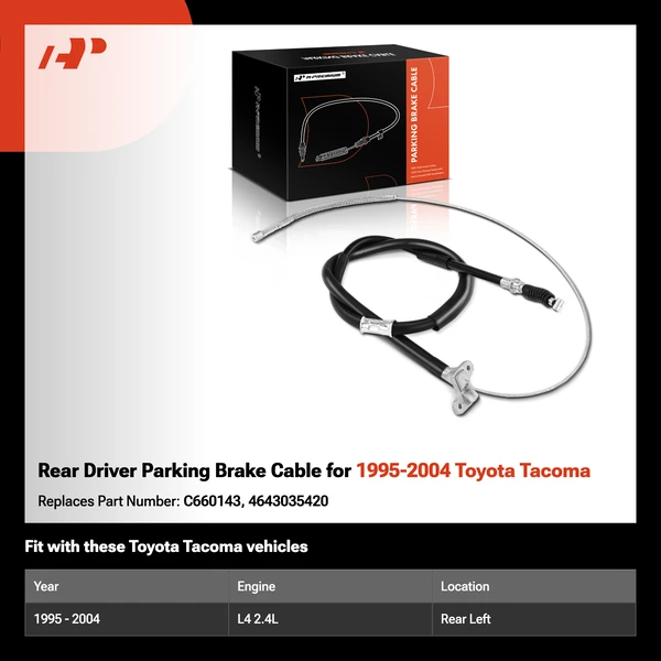 Rear Driver Parking Brake Cable for 1995-2004 Toyota Tacoma