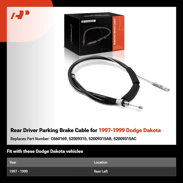 Rear Driver Parking Brake Cable for 1997-1999 Dodge Dakota