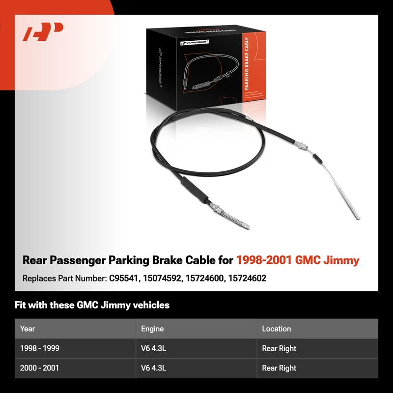 Rear Passenger Parking Brake Cable for 1998-2001 GMC Jimmy