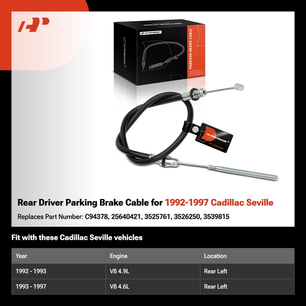 Rear Driver Parking Brake Cable for 1992-1997 Cadillac Seville