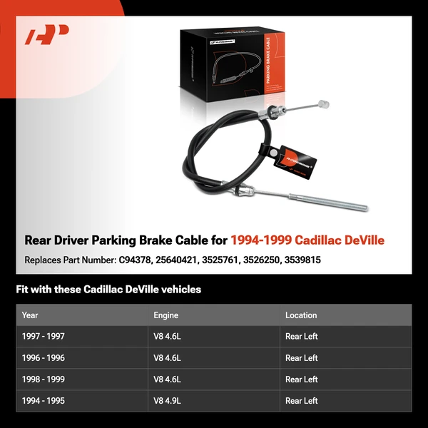 Rear Driver Parking Brake Cable for 1994-1999 Cadillac DeVille