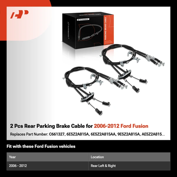 2 Pcs Rear Parking Brake Cable for 2006-2012 Ford Fusion