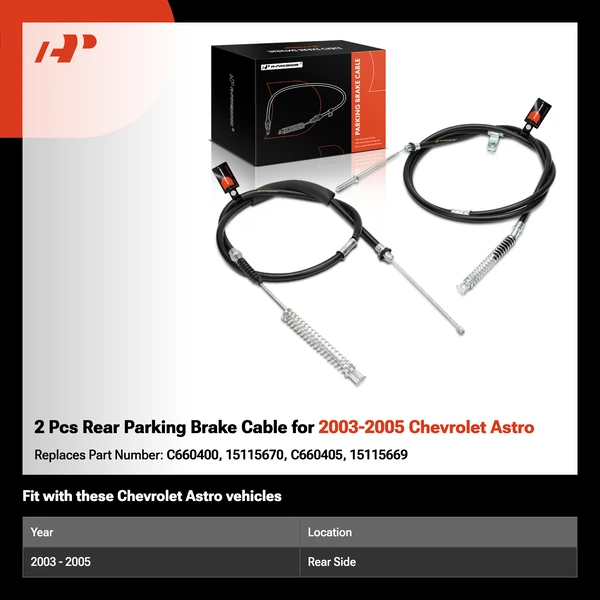 2 Pcs Rear Parking Brake Cable for 2003-2005 Chevrolet Astro