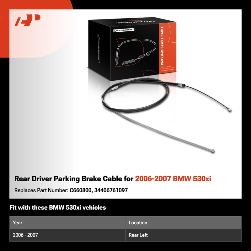 Rear Driver Parking Brake Cable for 2006-2007 BMW 530xi