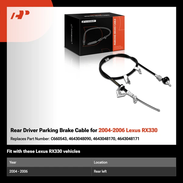 Rear Driver Parking Brake Cable for 2004-2006 Lexus RX330
