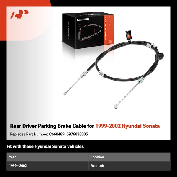 Rear Driver Parking Brake Cable for 1999-2002 Hyundai Sonata