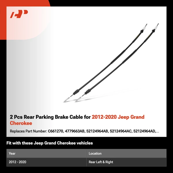 2 Pcs Rear Parking Brake Cable for 2012-2020 Jeep Grand Cherokee