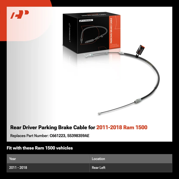 Rear Driver Parking Brake Cable for 2011-2018 Ram 1500