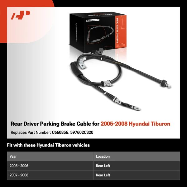 Rear Driver Parking Brake Cable for 2005-2008 Hyundai Tiburon