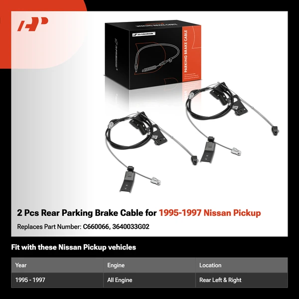 2 Pcs Rear Parking Brake Cable for 1995-1997 Nissan Pickup