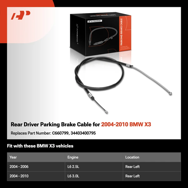 Rear Driver Parking Brake Cable for 2004-2010 BMW X3
