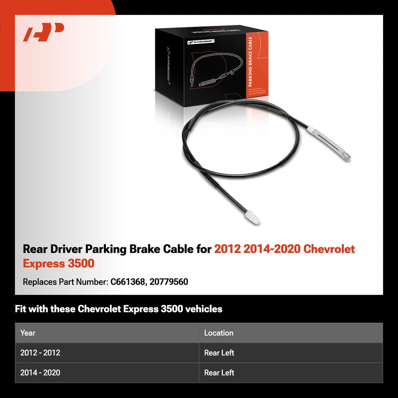 Rear Driver Parking Brake Cable for 2012 2014-2020 Chevrolet Express 3500
