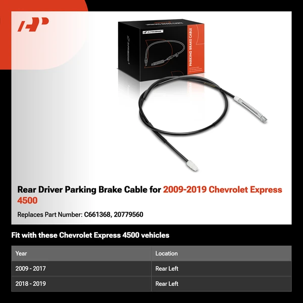 Rear Driver Parking Brake Cable for 2009-2019 Chevrolet Express 4500