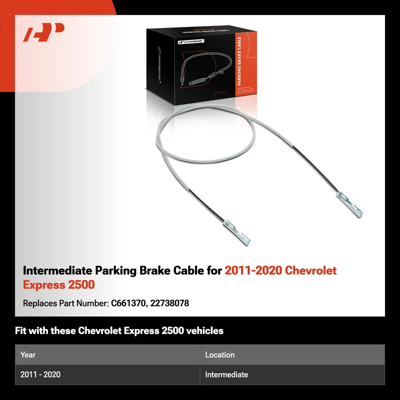 Intermediate Parking Brake Cable for 2011-2020 Chevrolet Express 2500