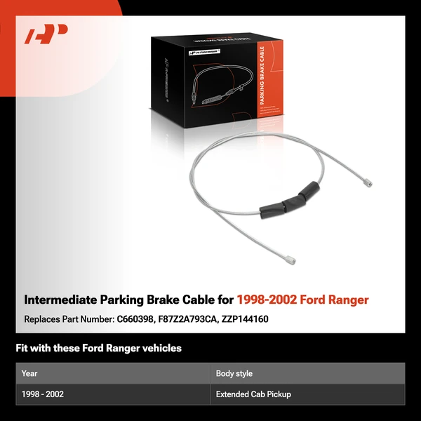 Intermediate Parking Brake Cable for 1998-2002 Ford Ranger