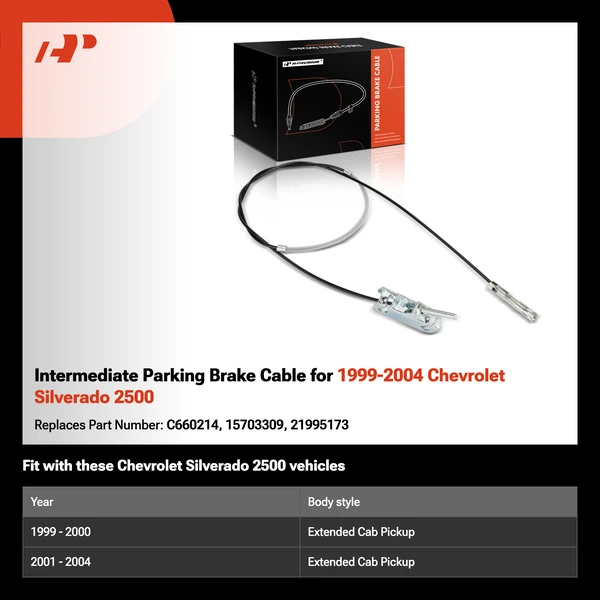 Intermediate Parking Brake Cable for 1999-2004 Chevrolet Silverado 2500