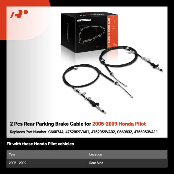 2 Pcs Rear Parking Brake Cable for 2005-2009 Honda Pilot