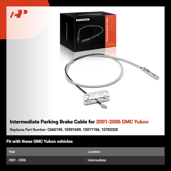 Intermediate Parking Brake Cable for 2001-2006 GMC Yukon