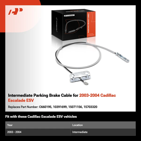 Intermediate Parking Brake Cable for 2003-2004 Cadillac Escalade ESV